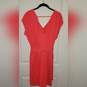 Vibrant Coral Dress with Belt